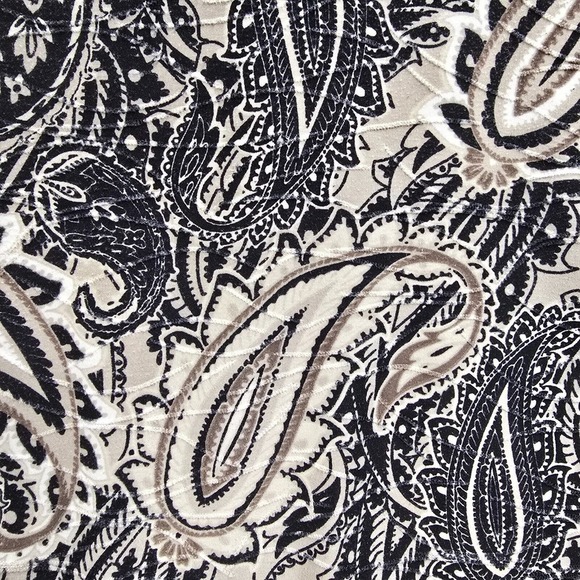 Croft & Barrow Top Womens 2X Black Tan Paisley Pullover 3/4 Sleeve Knit Boho - Picture 4 of 12